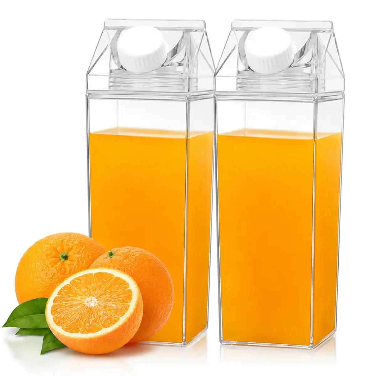 Garrafa para Geladeira 1000ml Kit 2 Acrílica Transparente HABITARA HOME | Formato que otimiza espaço, vedação segura, organização da geladeira, ideal para bebidas