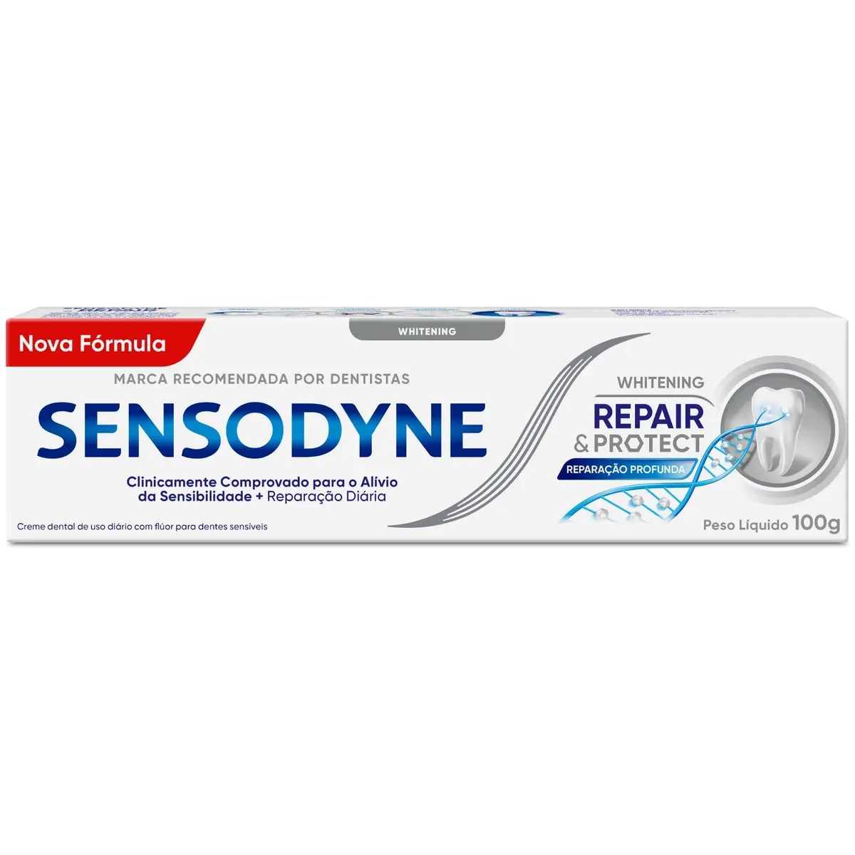 Sensodyne Creme Dental Repair e Protect Whitening, com Flúor, Restaura o Branco Natural dos Dentes, 100g - 1