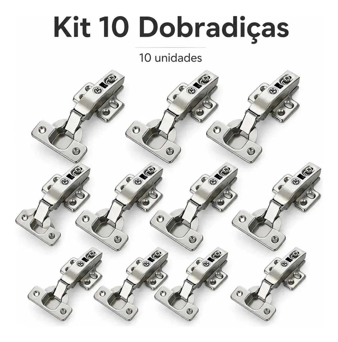 Kit 10 Dobradiça Guarda Roupa C/ Mola Amortecedor Reta 35mm