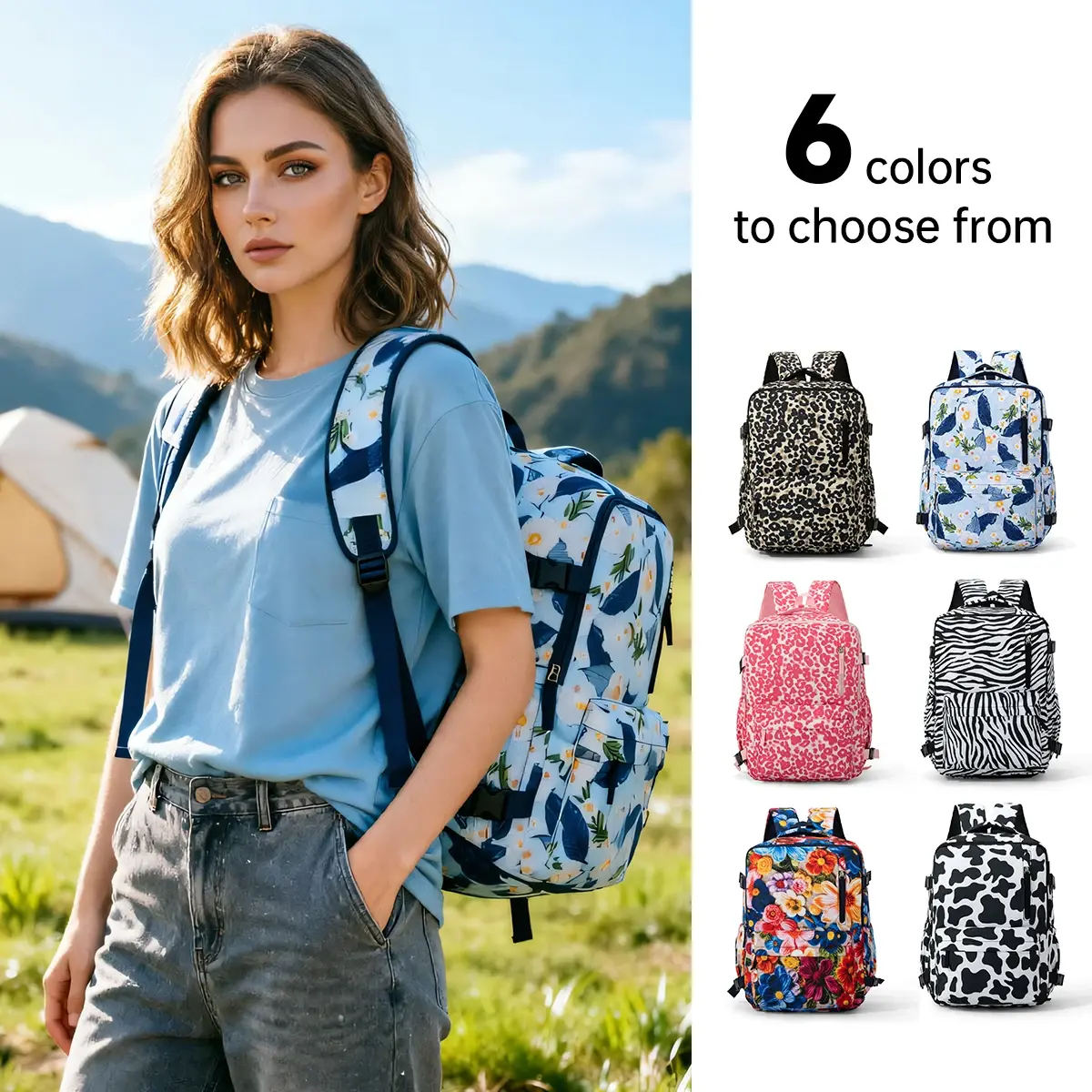 Nova Mochila de Viagem 40*30*20 para Avião, com Estampa de Animais, Mochila para Notebook para Estudantes Femininas - 1