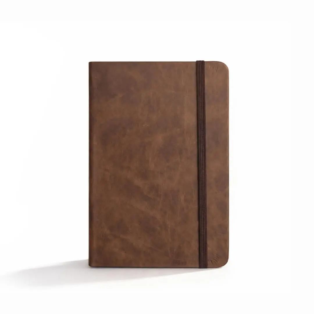 Caderno Com Pauta A6 Caderneta de Bolso 80 Folhas 10x15 Capa Dura com Elástico Marrom