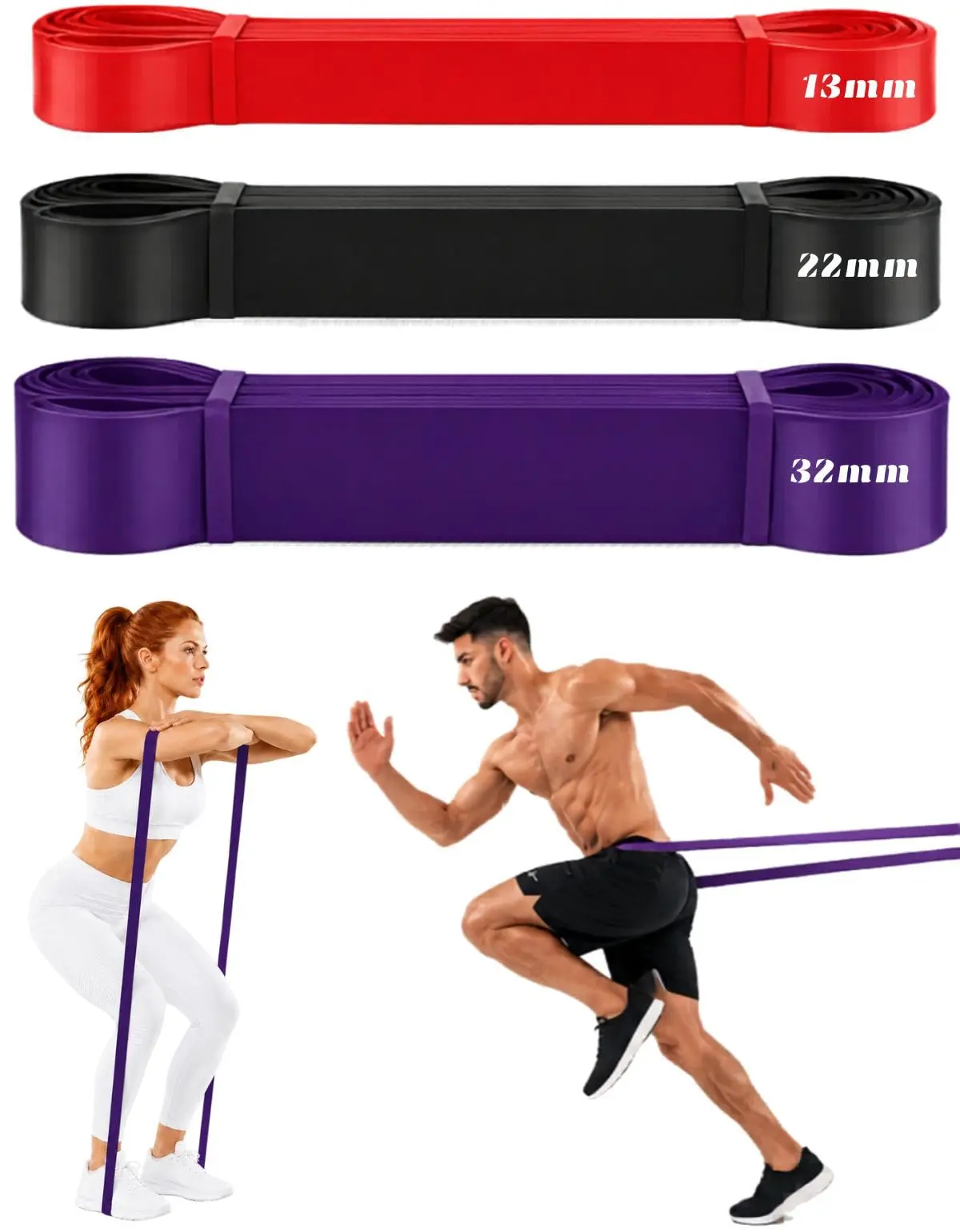 Kit com 3 Super Bands Elásticos para Exercícios, Calistenia, Faixas de Treinamento de Força, Preparação para TAF, Média, Forte e Extra Forte