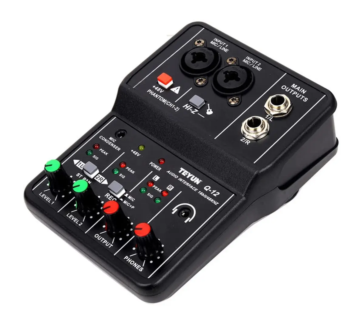 Cartão de som profissional Mixer de áudio Monitorando a gravação ao vivo da guitarra elétrica para canto de estúdio,Misturador De áudio (Color : TEYUN Q-12) - 1