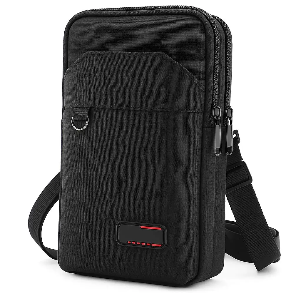 Bolsa Urbana Multifuncional 3 em 1 para Celular e Documentos Unissex | Pochete Transversal, Impermeável, Alça Ajustável, Zíper Duplo, Alta Capacidade