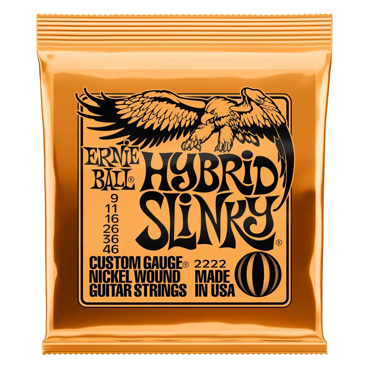Cordas para guitarra elétrica Ernie Ball Hybrid Slinky Nickel Wound, calibre 9-46