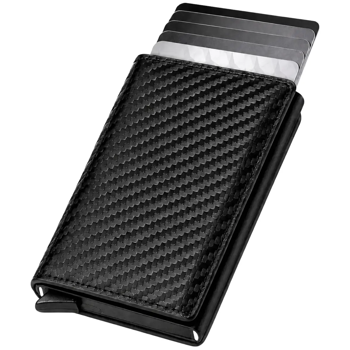Carteira Porta Cartão Slim Anti Furto com Proteção RFID | Feminina Masculina Unissex Botão Pop Up Proteção para Aproximação Visual Moderno Pequena Compacta