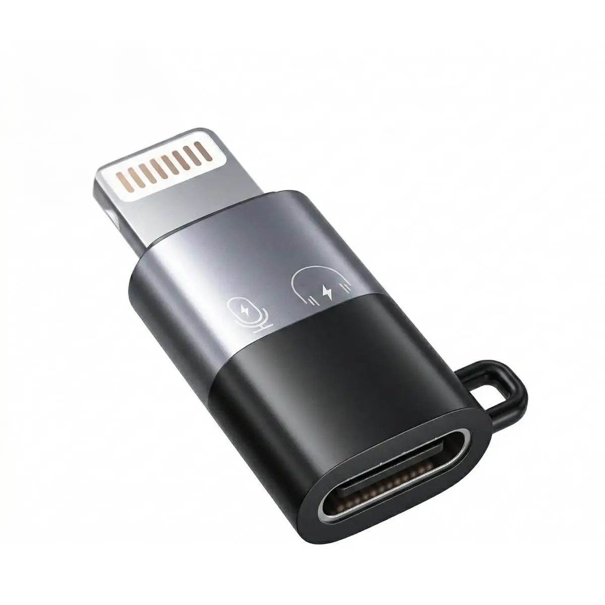 Adaptador OTG USB-C compatível com iPhone e Ipad, Suporte a Carregamento, Microfone Lapela, Teclado, Mouse, Pen Drive, Leitor de Cartão, Câmera, Plug and Play, Alumínio - 1