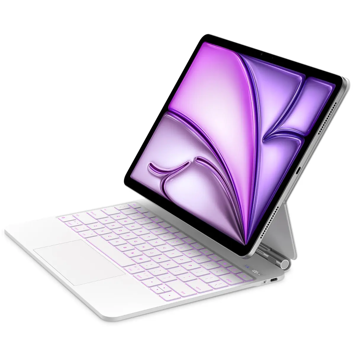 Bettdow Capa de Teclado para iPad Air 13 (M4 2026/M3 2025/M2 2024) and iPad Pro 12.9 inch 6th/5th/4th/3rd Generation, Trackpad e Tela LCD Bluetooth Flexível e portátil, Branco