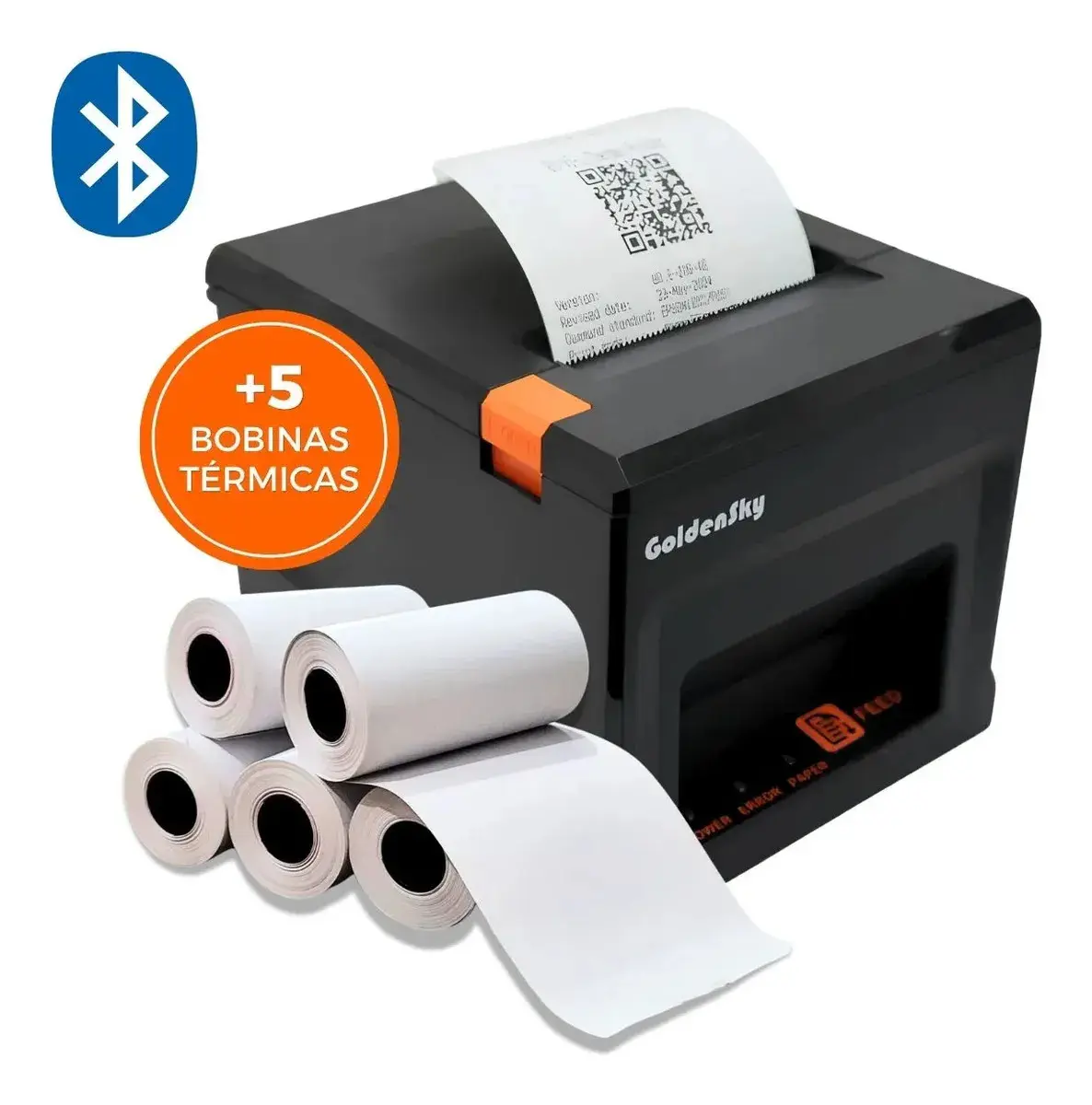 Impressora Térmica 80mm Usb Bluetooth Guilhotina Delivery Ifood + 5 Bobinas Cupom Recibo