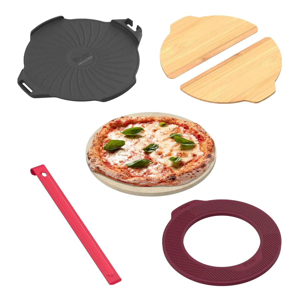 Kit Pedra Refratária Completo para Assar Pizza | Airfryer ou Forno, Resultado Profissional, Crocante de Pizzaria, Com Base Distribuidora - 1