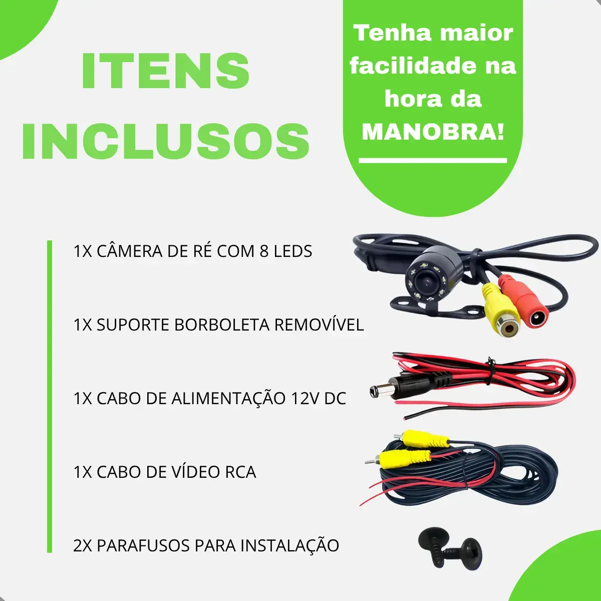 Câmera De Re Automotiva 8 Leds Hd Infravermelho Visão Noturna Colorida Universal Veicular Carro Borboleta 2 Em 1 A Prova D'agua Gurumania thumbnail 4