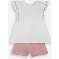 conjunto infantil curto com babados coração rosa