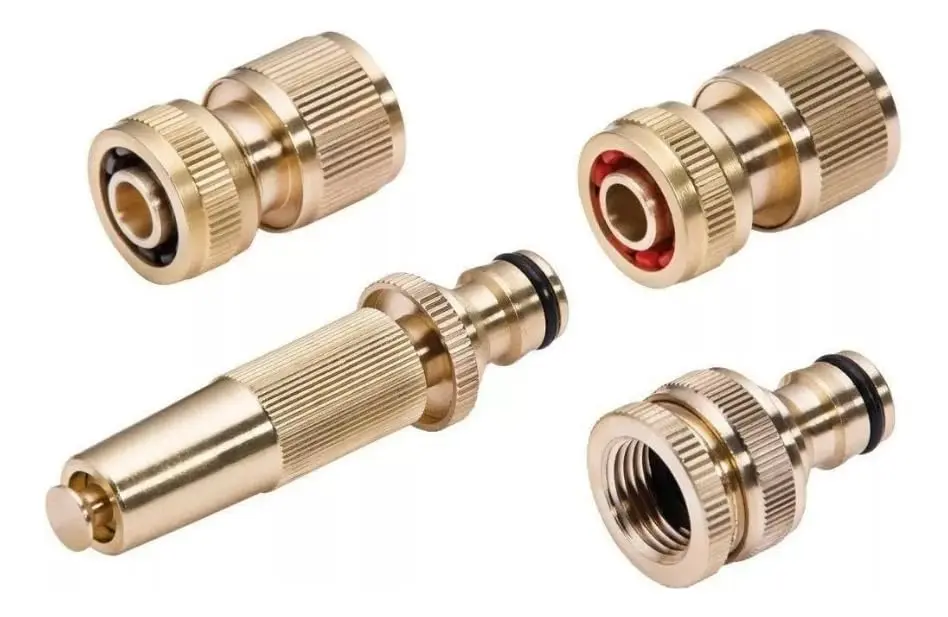 Kit 4 Peças Engate Rápido para Mangueira com Bico de Esguicho | Alta Pressão, Jato Ajustável, Irrigação e Limpeza, Conectores Inclusos, Jardim e Calçadas