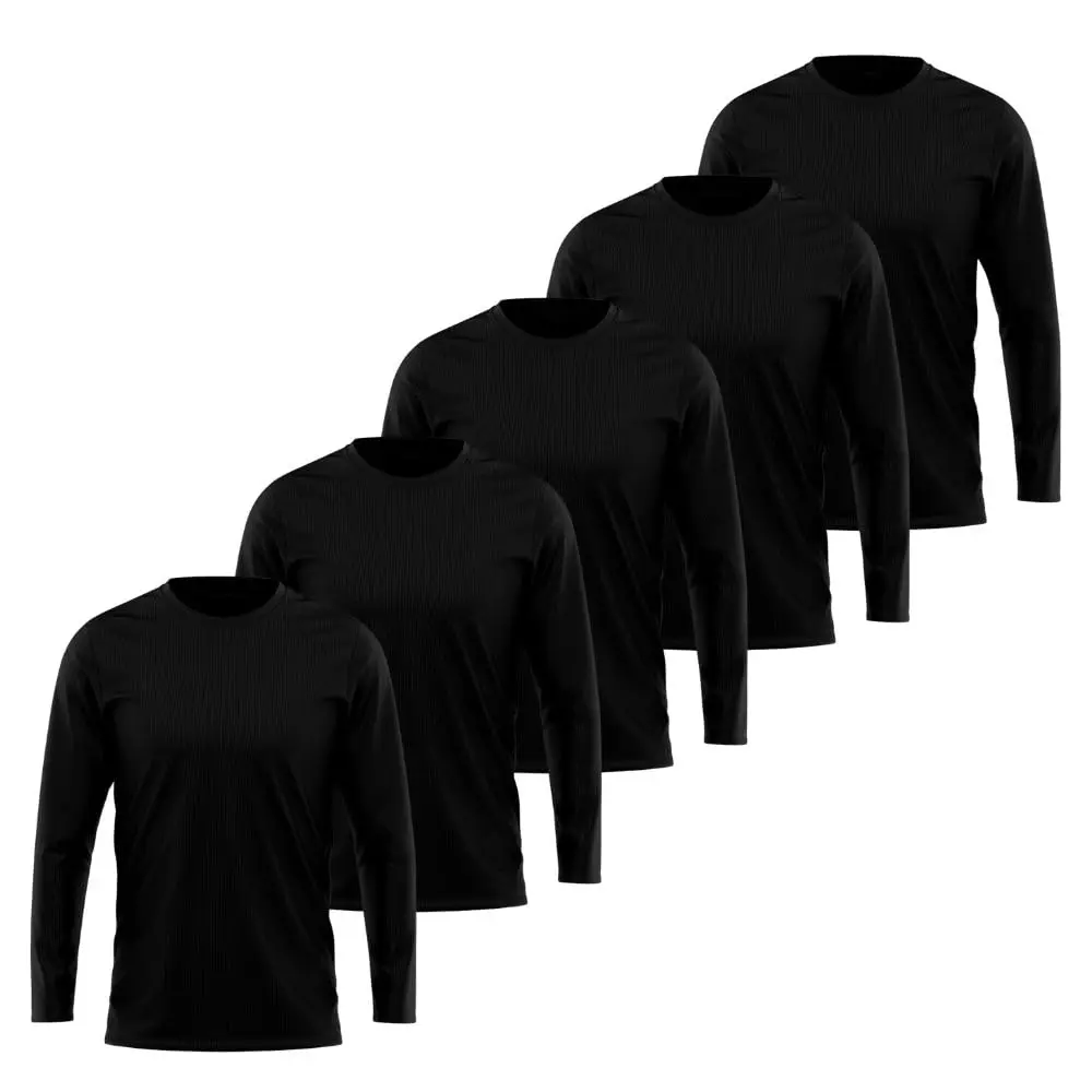 Kit 5 Camisetas Manga Longa Segunda Pele Masculina Academia