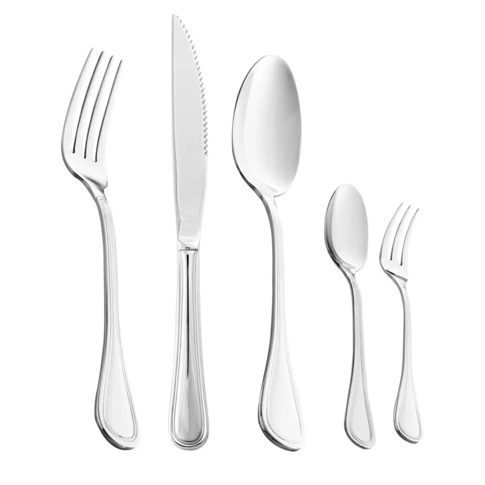 WOLFF - Faqueiro 30 Peças com Faca para Churrasco de Aço Inox Avalon - Serve 6 Pessoas - Jogos de Talheres - Mesa Posta - Utensílios de Cozinha, Enxoval, Casamento, Decoração - 1