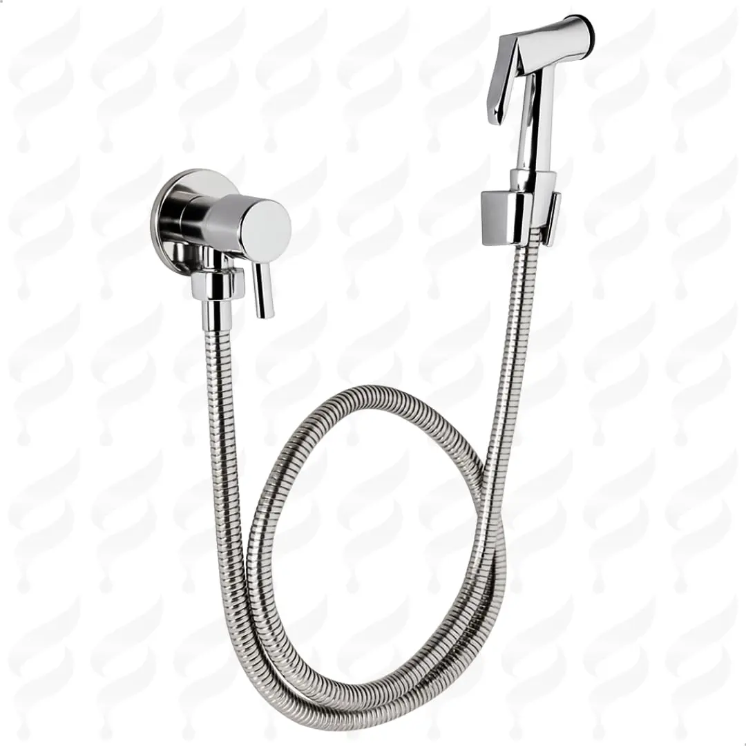 Ducha Higiênica Inox Banheiro Metal Redonda SOFTINOX Chuveirinho Banheiro | Mangueira 1,20m e Registro 1/4 de Volta, Duchinha Dicha Sanitária com Mangueira, Gatilho e Registro SOFTINOX Completa