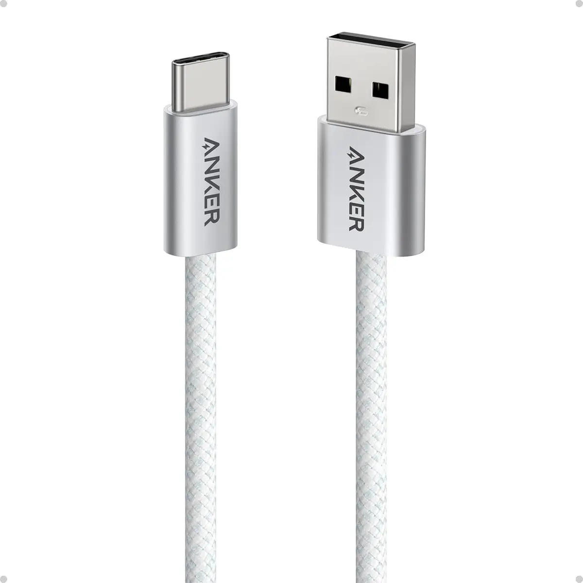 Anker Zolo Cabo USB para USB-C(tipo C), Carplay Cabo para Carro, 1 m | Carregamento Rápido Turbo, Trançado Sustentável, para iPhone 18/17/16/15, Samsung, Xiaomi, Motorola, iPad, Kindle, Branco - 1
