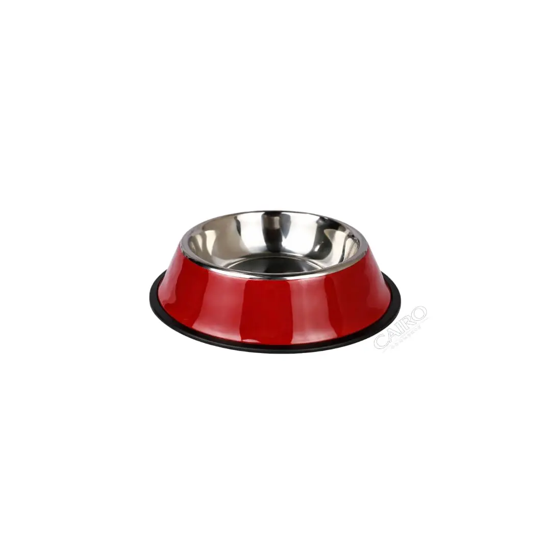 Tigela para Cães e Gatos em Aço Inox com Base Antiderrapante Colorida para Ração e Água (vermelho)