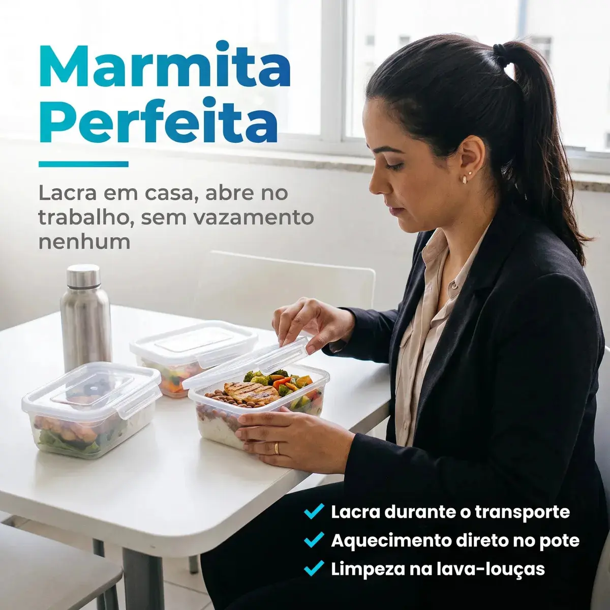 Kit 10 Potes 750ml com Tampa Trava Plástico Transparente para Mantimentos e Alimentos Marmita Organizador de Cozinha Geladeira e Freezer Jogo de Potes para Organização Ponte Lar Utilidades thumbnail 2