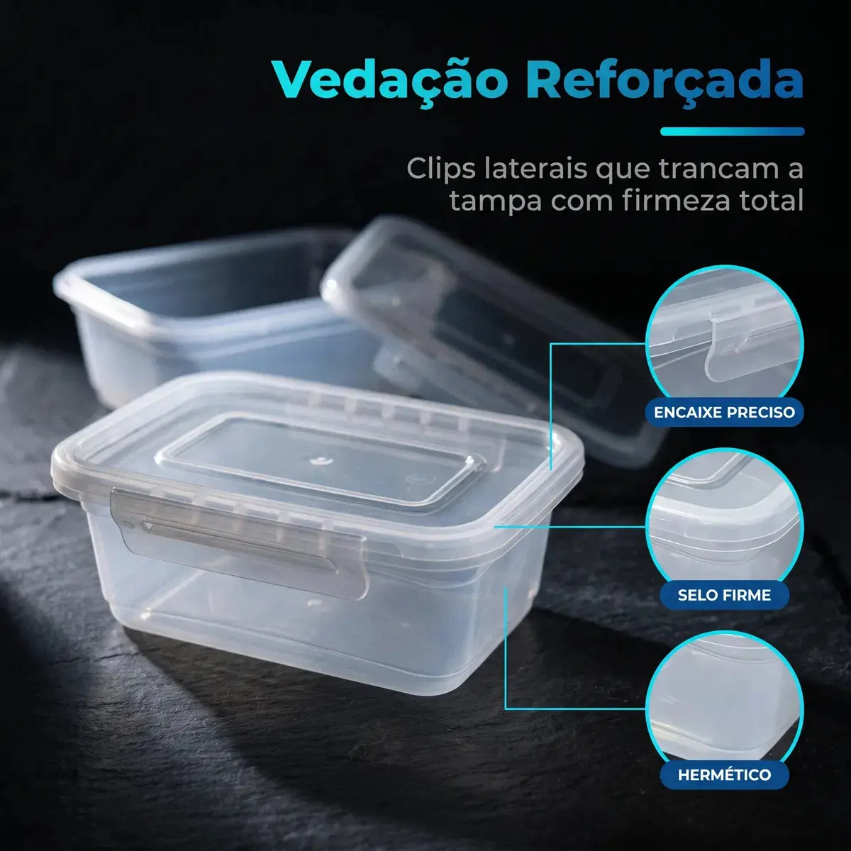 Kit 10 Potes 750ml com Tampa Trava Plástico Transparente para Mantimentos e Alimentos Marmita Organizador de Cozinha Geladeira e Freezer Jogo de Potes para Organização Ponte Lar Utilidades thumbnail 3