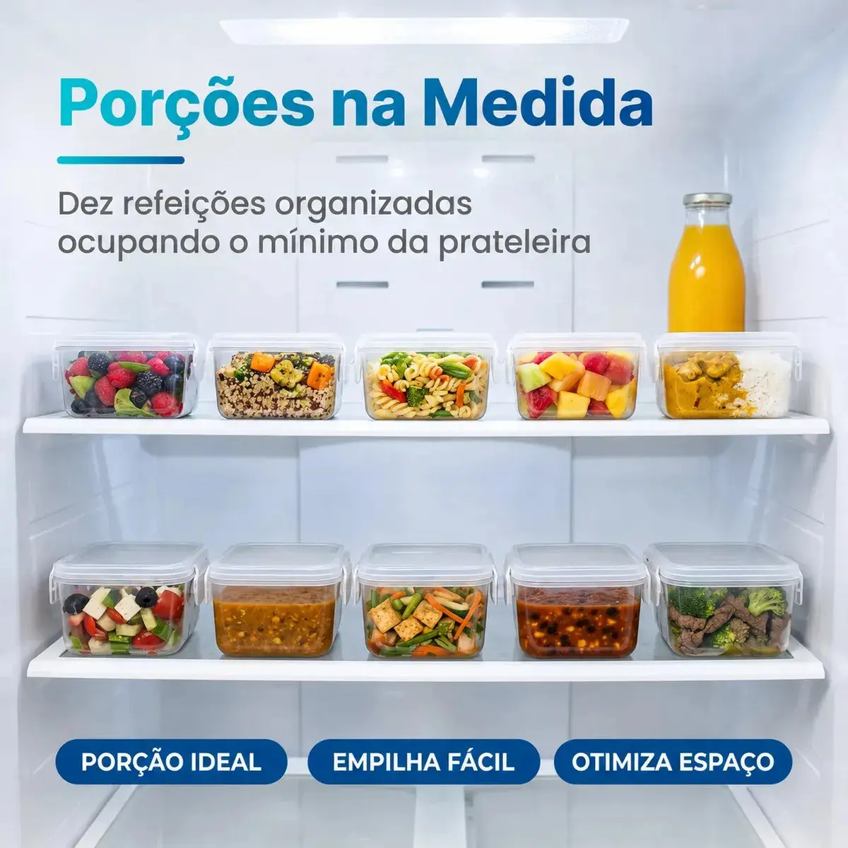 Kit 10 Potes 750ml com Tampa Trava Plástico Transparente para Mantimentos e Alimentos Marmita Organizador de Cozinha Geladeira e Freezer Jogo de Potes para Organização Ponte Lar Utilidades thumbnail 4