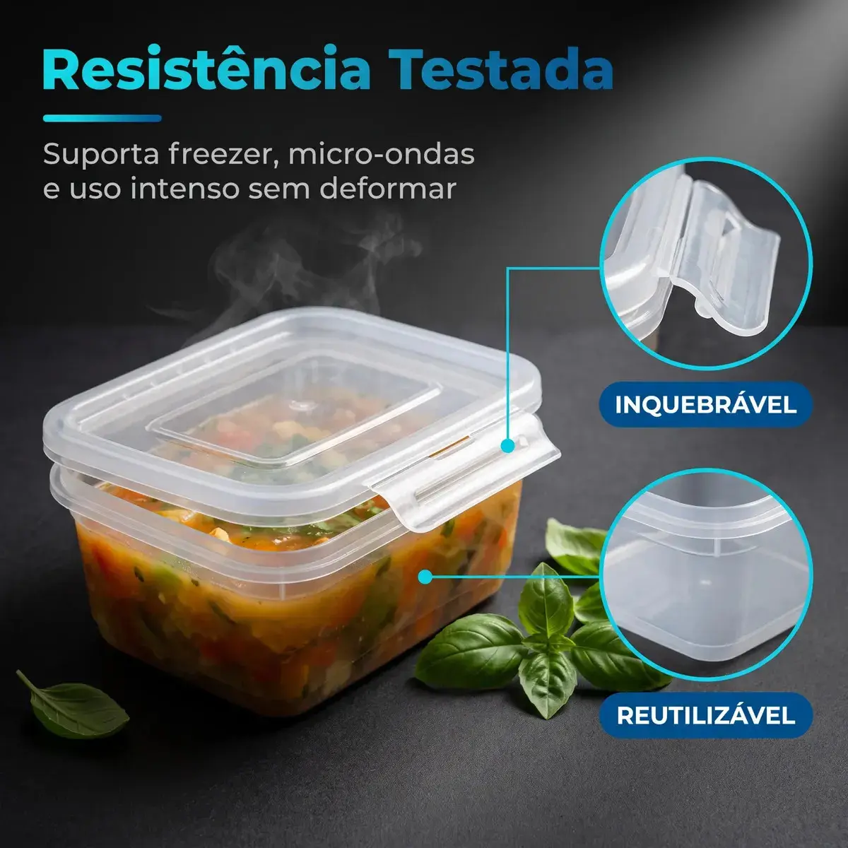 Kit 10 Potes 750ml com Tampa Trava Plástico Transparente para Mantimentos e Alimentos Marmita Organizador de Cozinha Geladeira e Freezer Jogo de Potes para Organização Ponte Lar Utilidades thumbnail 5
