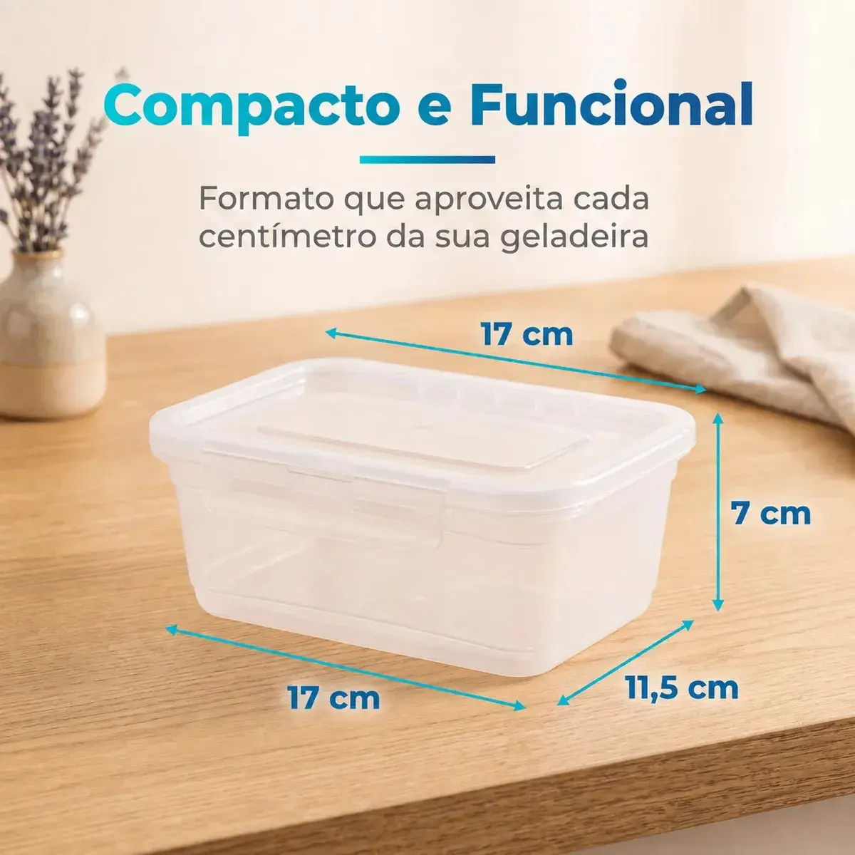 Kit 10 Potes 750ml com Tampa Trava Plástico Transparente para Mantimentos e Alimentos Marmita Organizador de Cozinha Geladeira e Freezer Jogo de Potes para Organização Ponte Lar Utilidades thumbnail 6