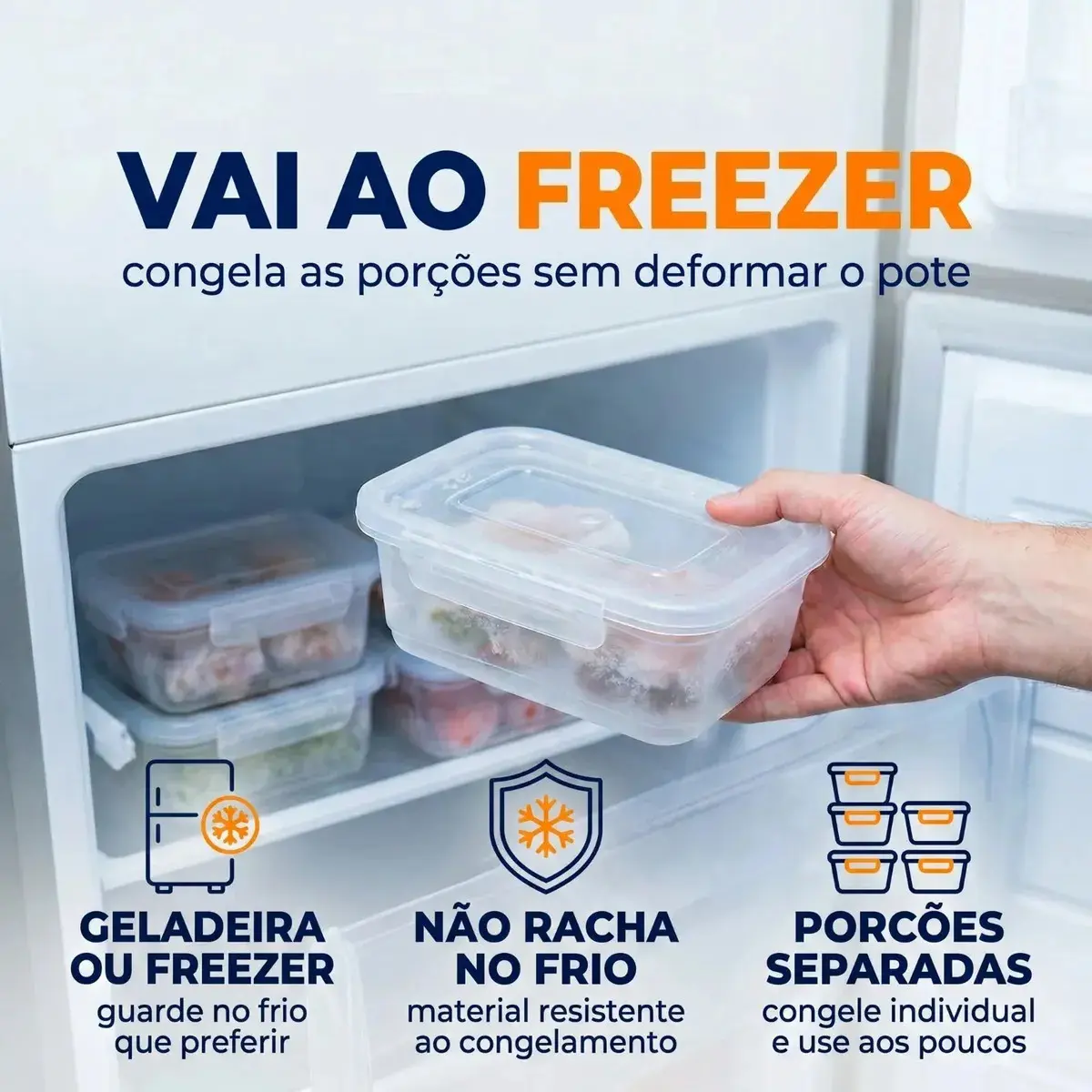 Kit 10 Potes 750ml com Tampa Trava Plástico Transparente para Mantimentos e Alimentos Marmita Organizador de Cozinha Geladeira e Freezer Jogo de Potes para Organização Ponte Lar Utilidades thumbnail 8