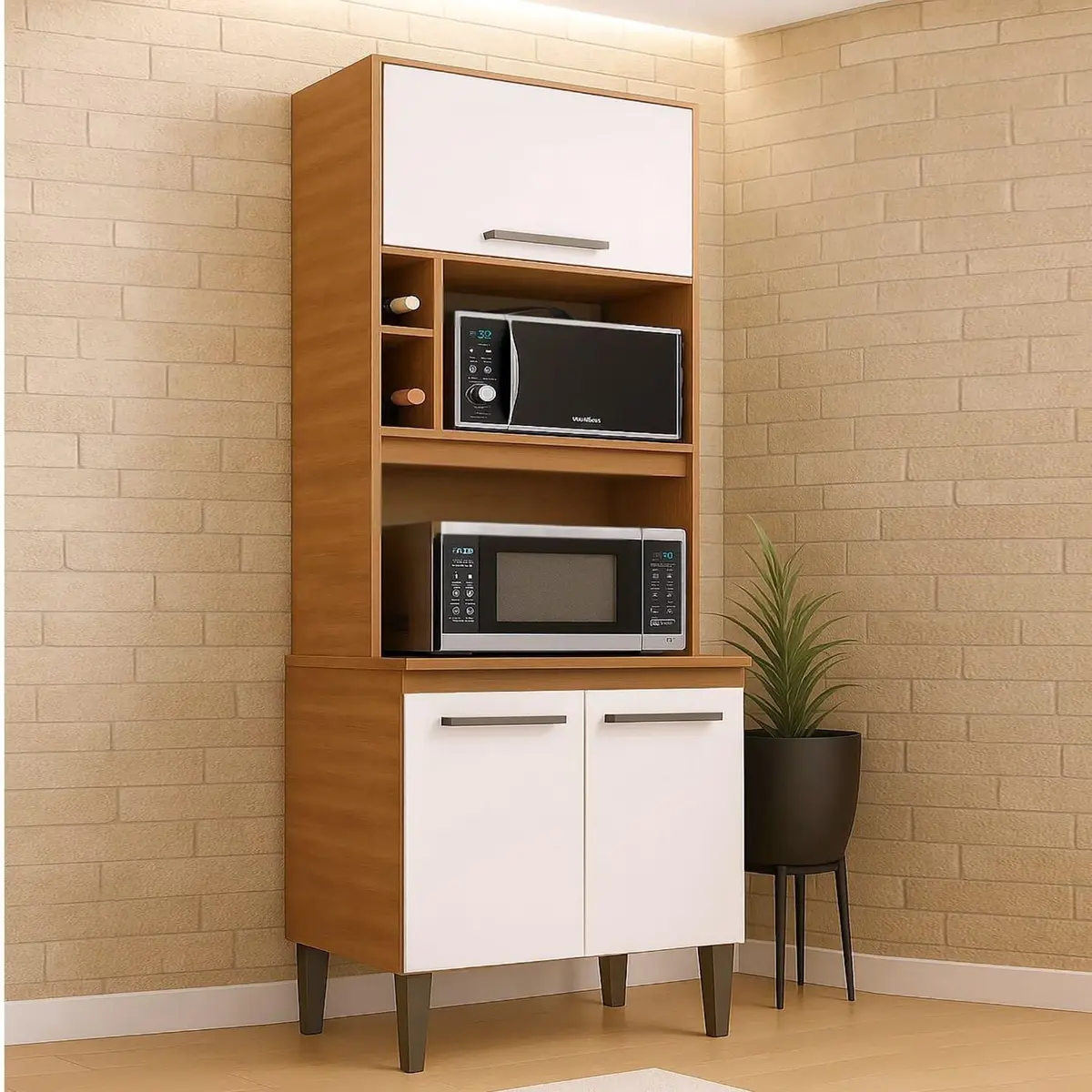 Paneleiro Torre Quente Realeza com 3 Portas Manchester/Branco - 1