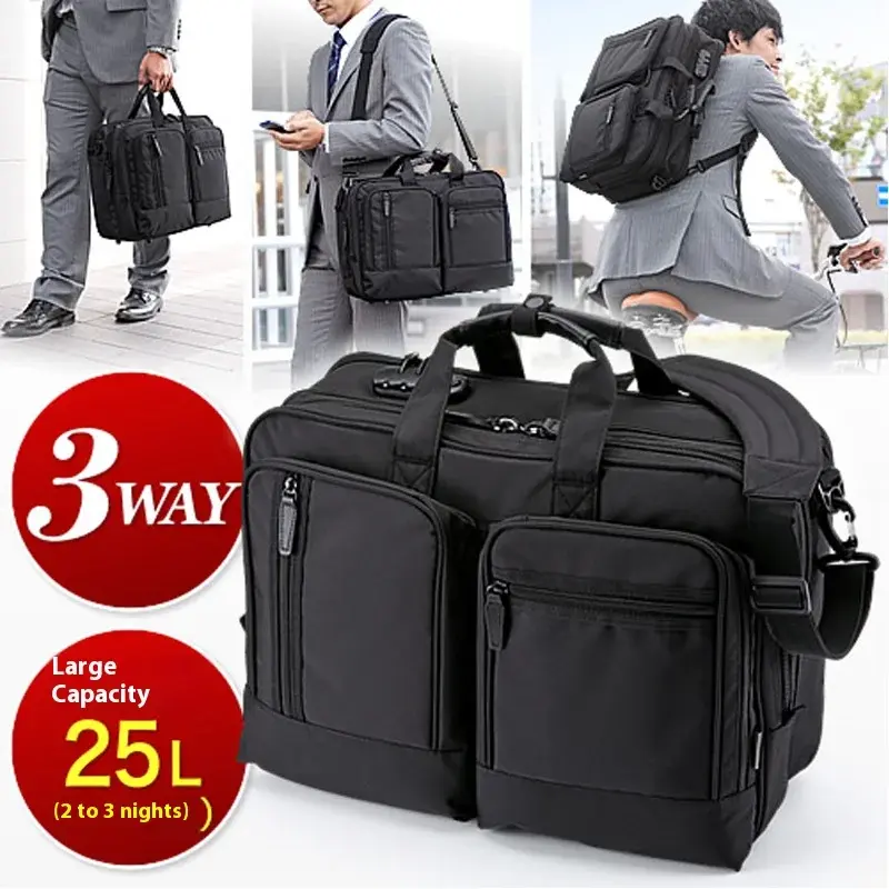 Bolsa Grande para Capacitores com Senha, Mochila de Ombro Duplo 3WAY, Impermeável, de Nylon, para Notebook, para Negócios - 1