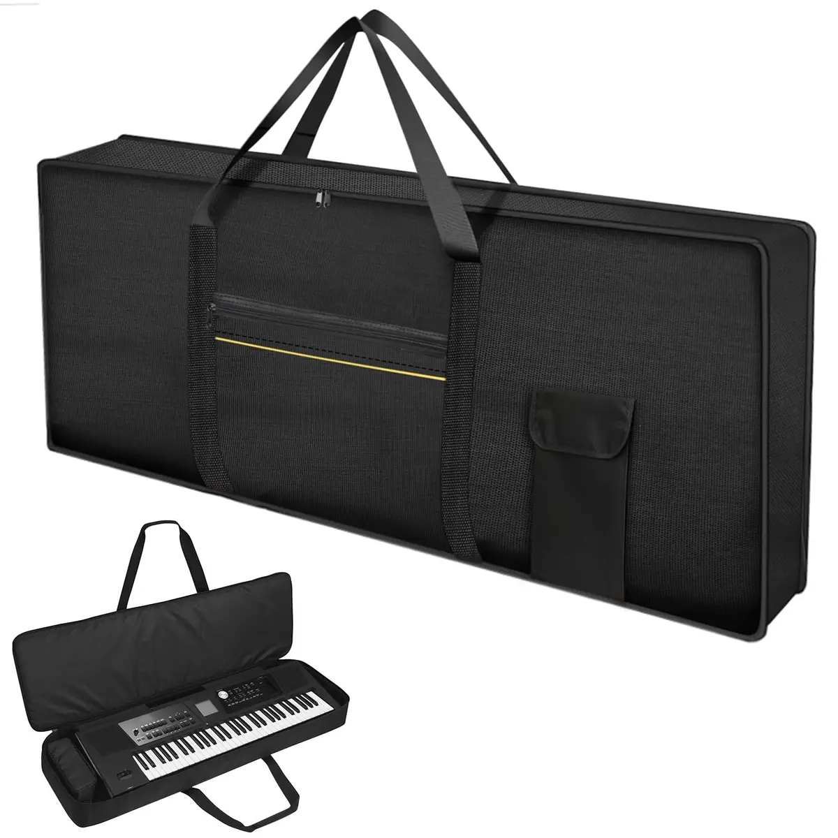 Capa para Teclado 61 Teclas Super Luxo Acolchoada – Impermeável, Proteção Completa com Bolso, Alça de Mão e Costas para Teclado Musical/Controladora