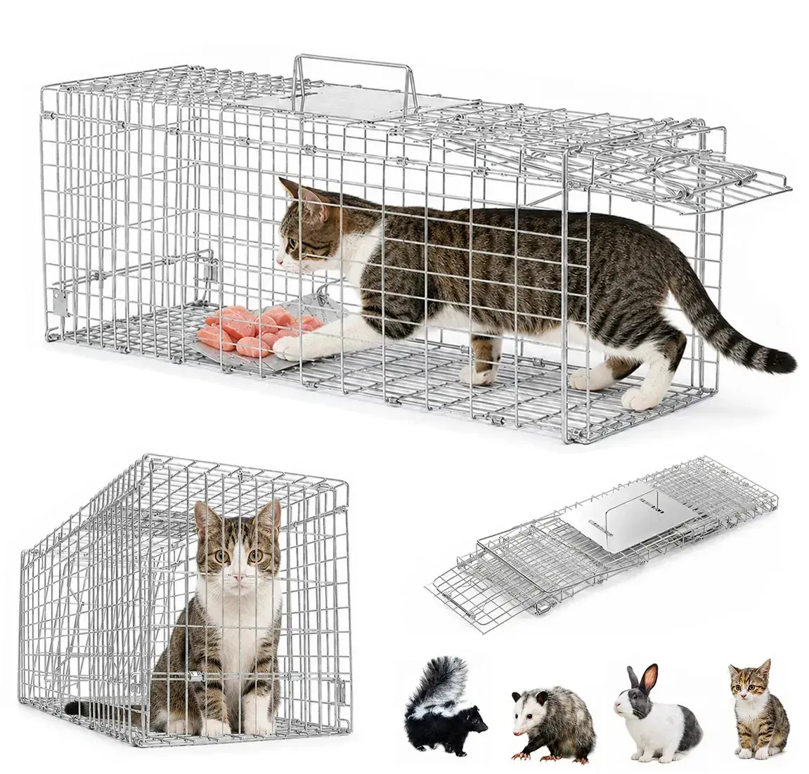 Armadilha Gatoeira Grande Dobravel Porta Automática,Desmontavel Armadinha Para Pegar Gato Gaiola Pega Gato - 1