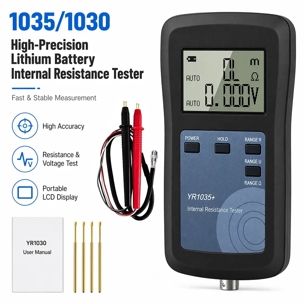 Testador de Resistência Interna de Bateria de Lítio de Alta Precisão YR1030+/YR1035+ com 4 Fios para Veículos Elétricos de 100V 18650 - 1