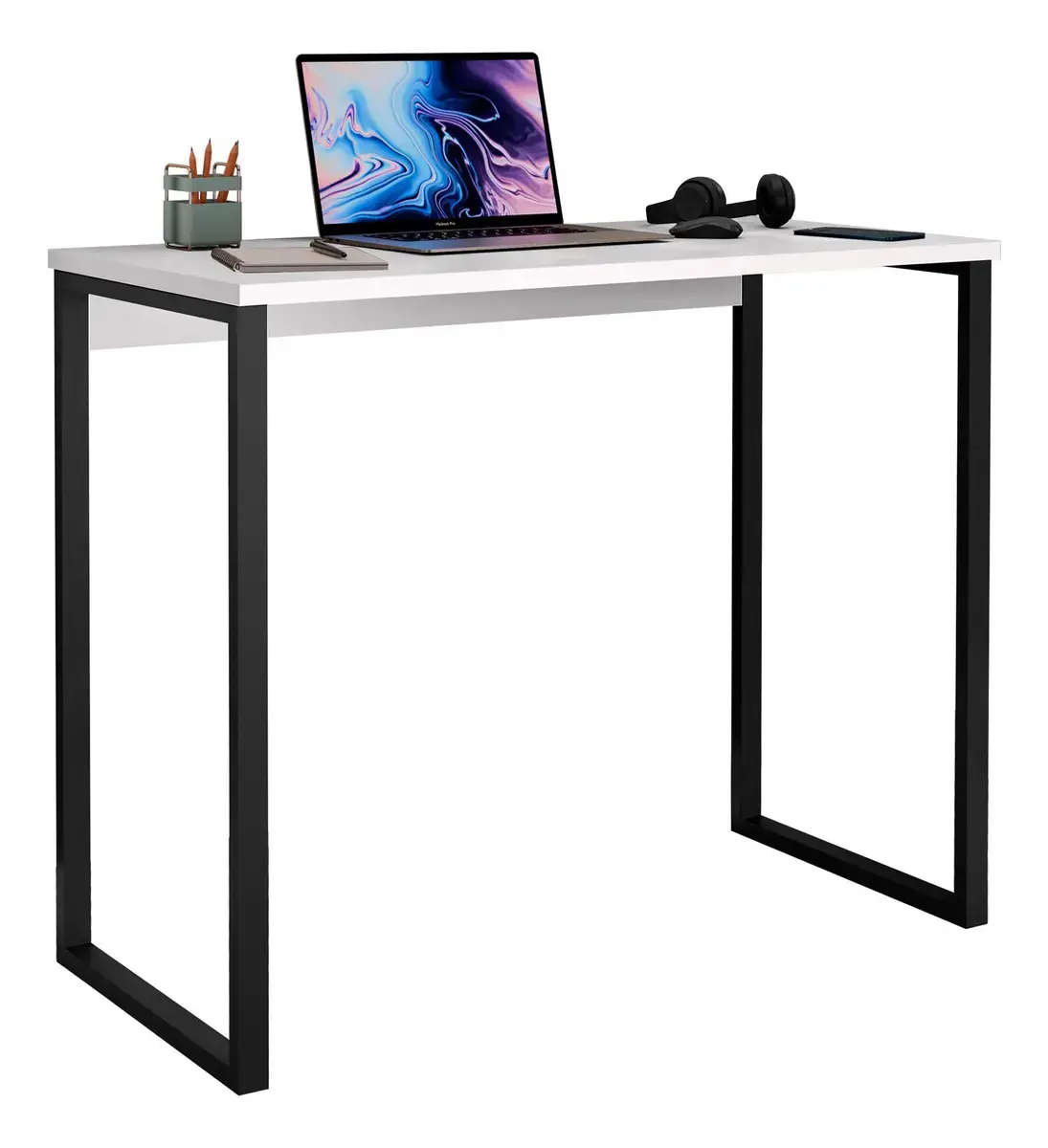 Escrivaninha Jomátri Móveis industrial aço, mdf, mdp de 90cm x 76cm x 45cm branco - 1