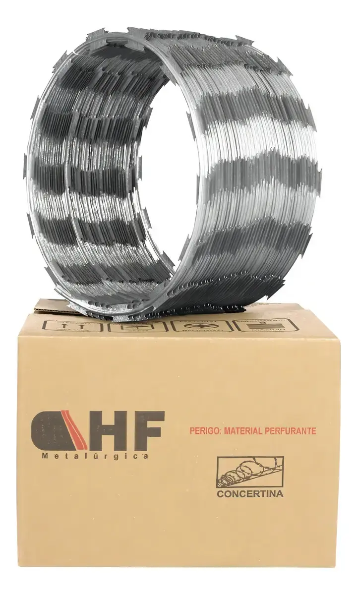 Arame Concertina Simples Hf Metalúrgica 30cm De Diâmetro 5 metros De Comprimento