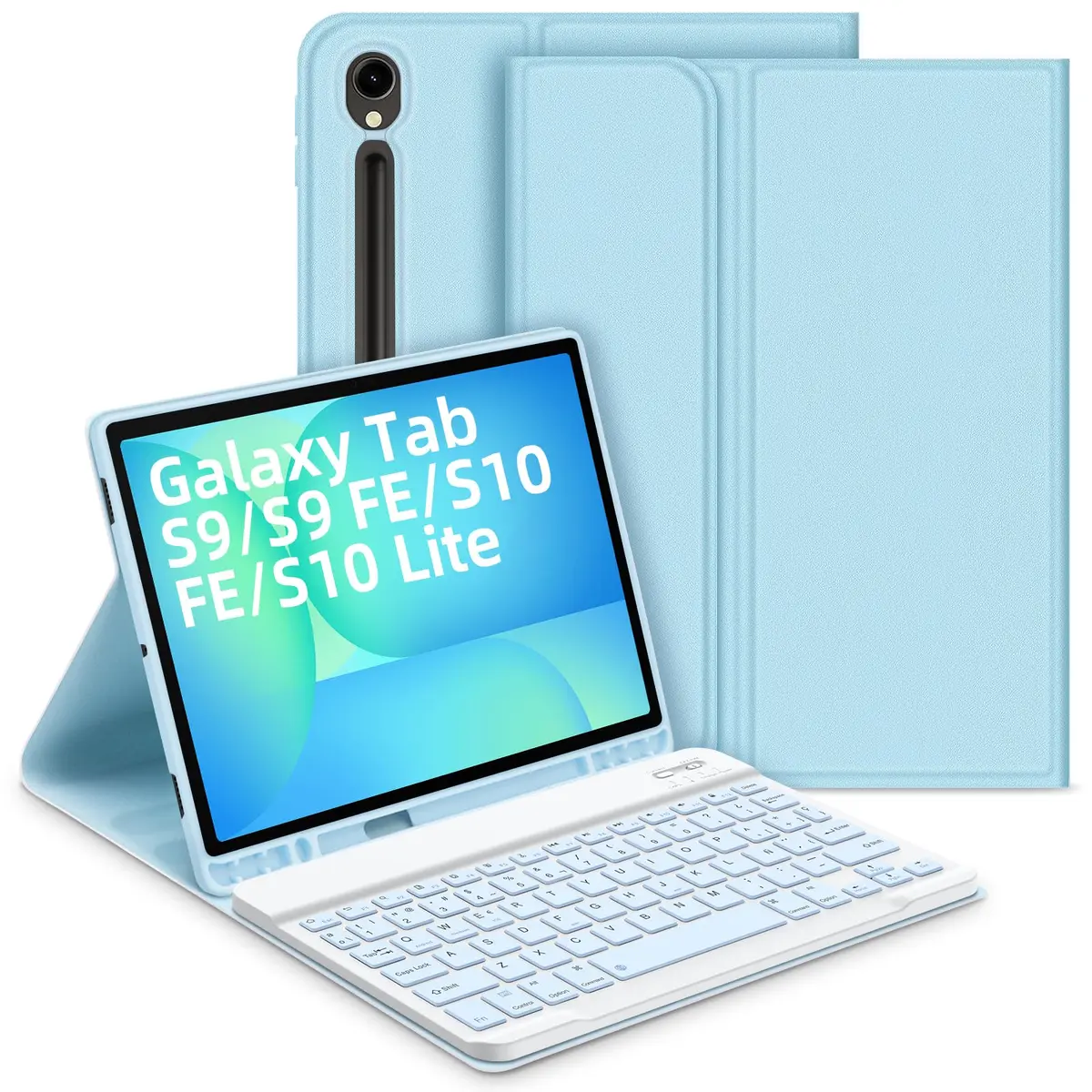 Capa com Teclado para Samsung Galaxy Tab S10 Lite/ S10 FE 10,9" 2025, Layout em Português Brasileiro Teclado com Capa para Galaxy Tab S10 FE / S9 FE 10,9 Polegadas / S9 11 Polegadas, Azul - 1