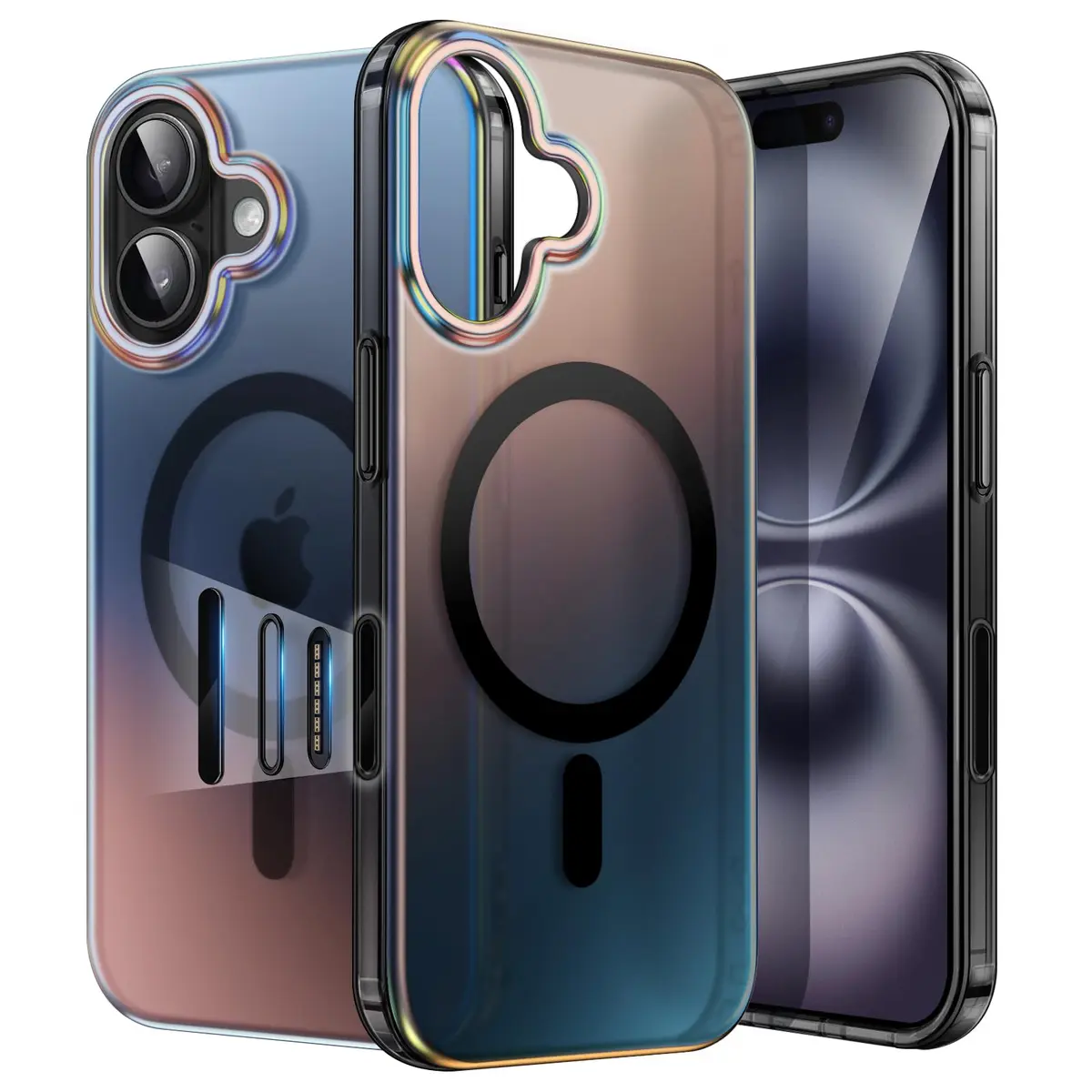 JETech Capa Magnética para iPhone 16, Preto Iridescente | Compatível com MagSafe, Case Translúcida Colorida, Fofo Único e Estético Design - 1