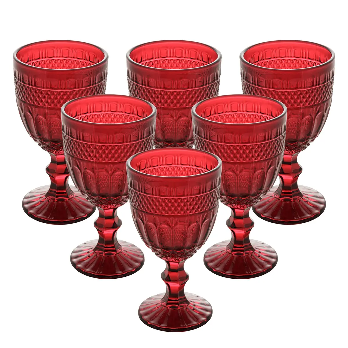 Conjunto 6 Taças de Água Brand 320ml Vermelho Vidro - Wolff