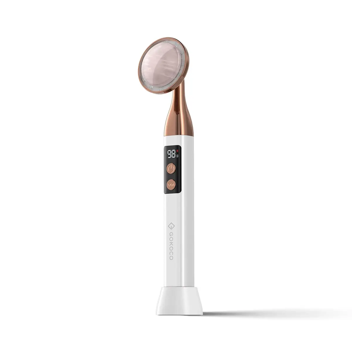 Massageador facial de quartzo rosa: aquecimento a 45°C + vibração + luz LED de 3 cores - Recarregável via USB-C, para lifting, hidratação e contorno facial e do pescoço. - 1