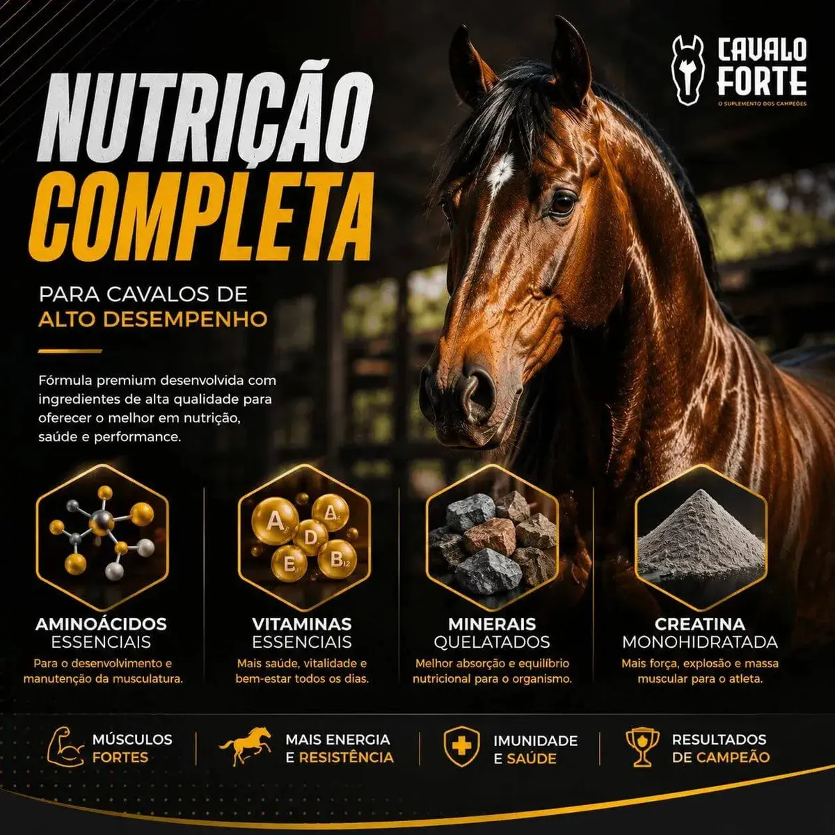 1kg Cavalo Forte Premium Suplemento Cavalo Equinos thumbnail 6