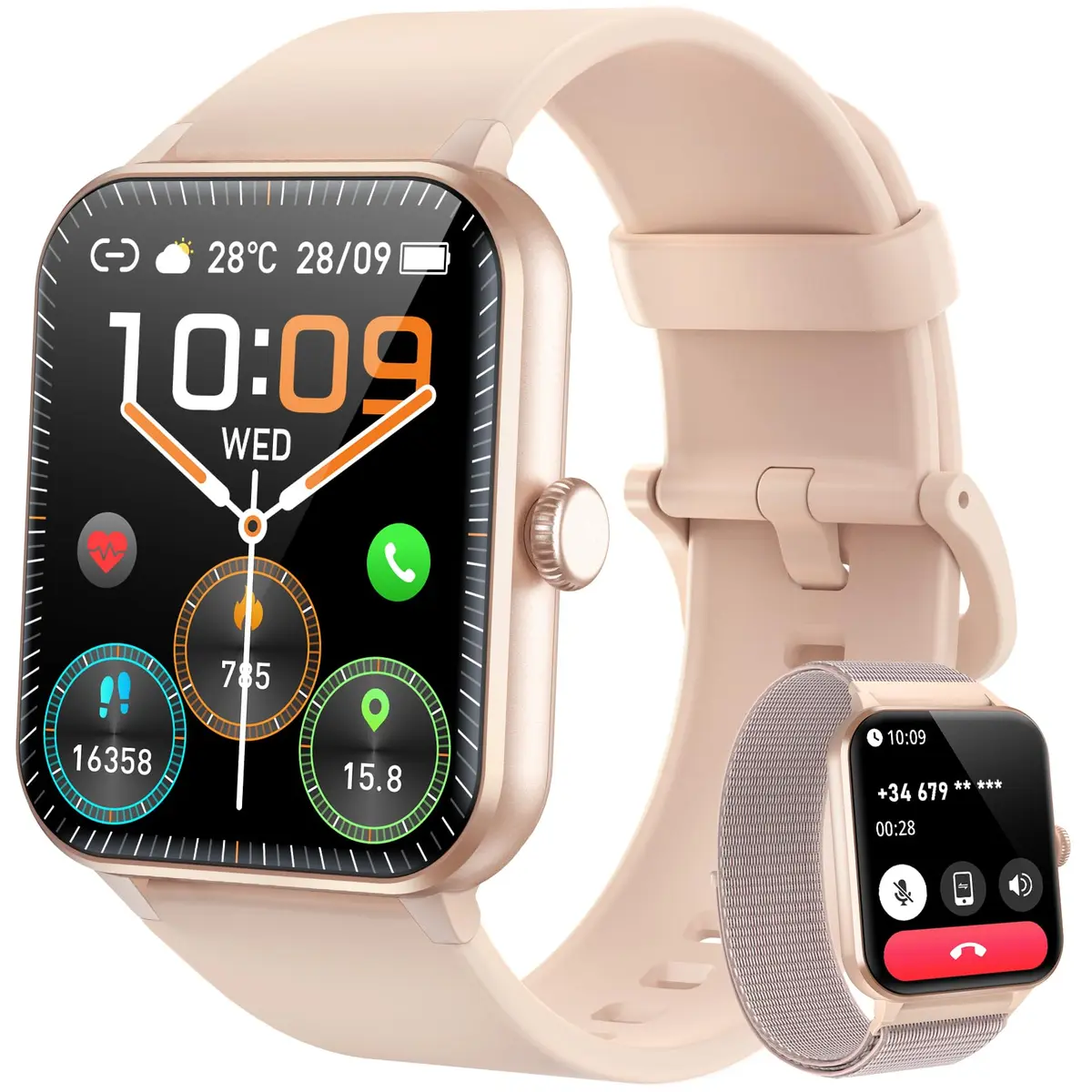 Smartwatch, Relógio Inteligente Blackview 2026 - Faz Chamadas, 100+ Modos Esportivos, 2 Pulseiras, À Prova D'Água, Tela Personalizável, Compatível com Android e iPhone