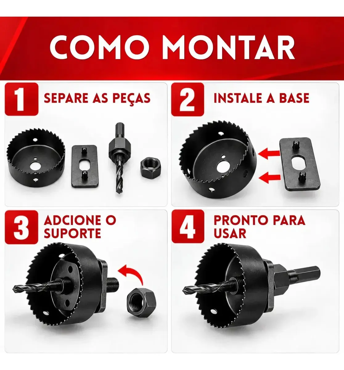 Jogo Serra Copo 16 Peças 19mm A 127mm Para Madeira Gesso Pvc Mdf Compensado Kit Completo Para Furadeira Conjunto De Serras Para Perfuração E Corte Circular Em Obras Reformas Marcenaria E Instalações thumbnail 4