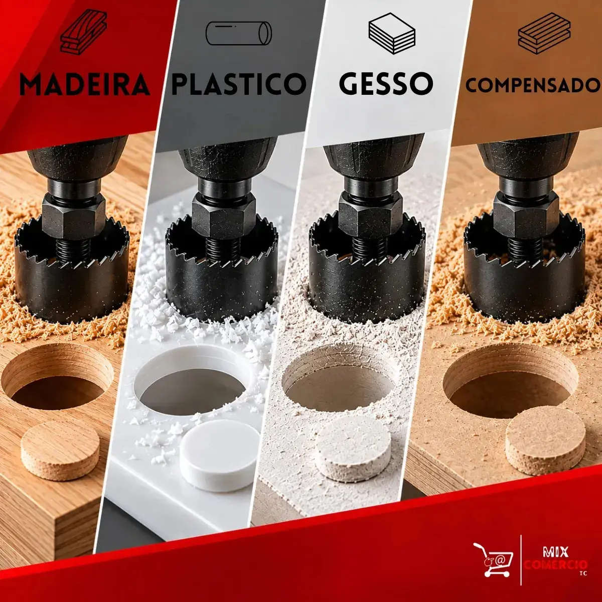 Jogo Serra Copo 16 Peças 19mm A 127mm Para Madeira Gesso Pvc Mdf Compensado Kit Completo Para Furadeira Conjunto De Serras Para Perfuração E Corte Circular Em Obras Reformas Marcenaria E Instalações thumbnail 5