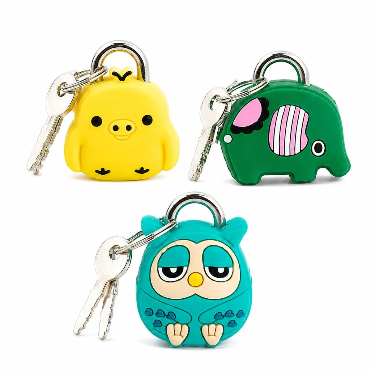 Mini Cadeado Divertido Sortido Fofo com 2 Chaves para Bolsas Mochila Diário