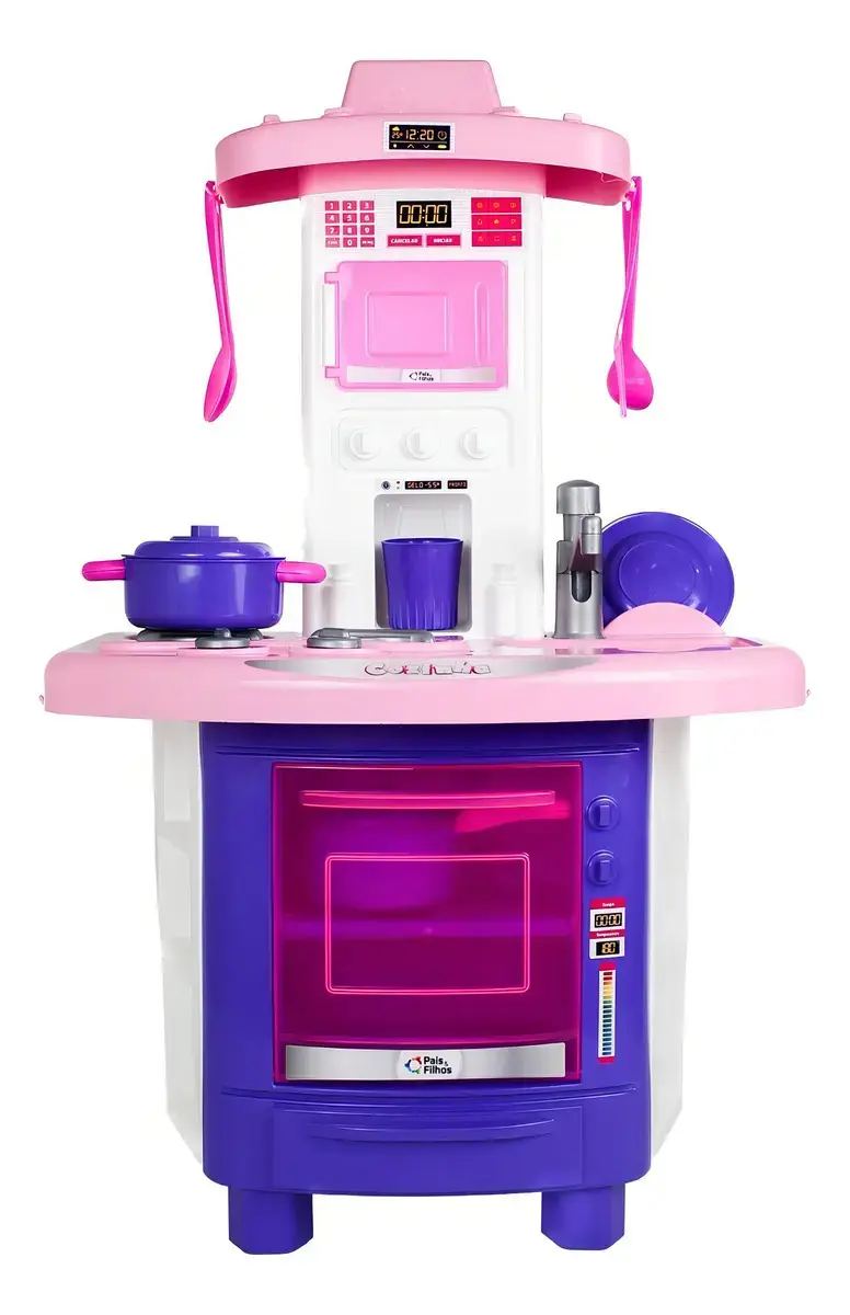 Cozinha Infantil De Brinquedo Completa Sai Água + Acessórios Cor Roxo