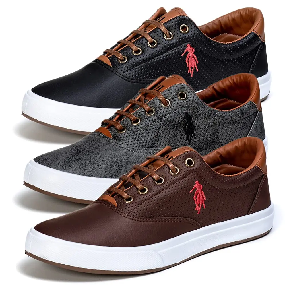 Kit 3 Pares Tenis Masculino Sapatenis Polo Open