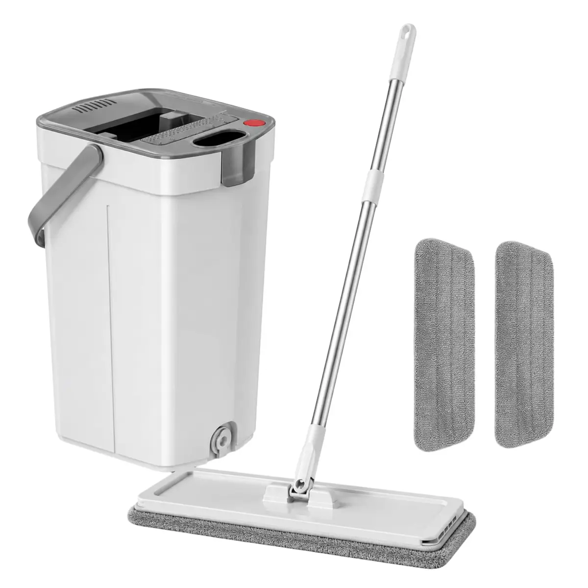 Mop Lava e Seca com Balde Separador, Prensa para Secagem, Base Flexível 360°, Pano de Microfibra Reutilizável para Limpeza de Pisos, Vidros e Superfícies (Mop Separador Pro com Dreno)