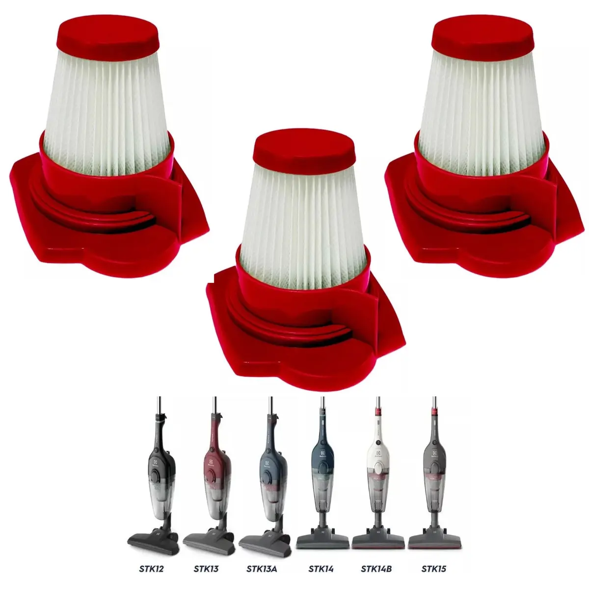 3 Filtro Hepa Aspirador Vertical Power Speed Compatível com Electrolux A21797601 STK12 STK13 STK14 Vermelho Peça Reposição