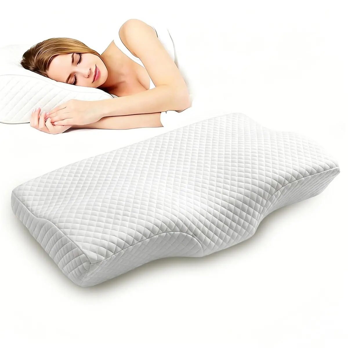 Travesseiro Viscoelástico com Gel Refrescante Ergonômico 60x34cm (Branco) - 1