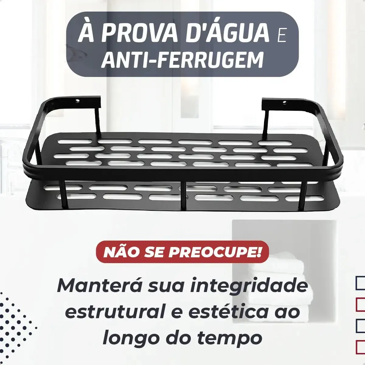 Kit 2 Suporte Porta Shampoo Sabonete Prateleira Banheiro Adesivo Parede Sem Furar Box Luxo Cor Preto Homeroarte thumbnail 3